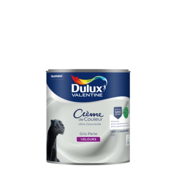 Peinture Crème de Couleur Biosourcé - Gris Perle - Velours - 0,5L - DULUX VALENTINE