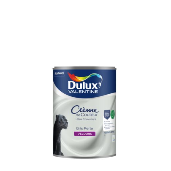 Peinture Crème de Couleur Biosourcé - Gris Perle - Velours - 1L - DULUX VALENTINE