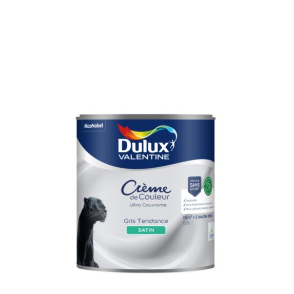 Peinture Crème de Couleur Biosourcé - Gris Tendance - Satin - 0,5L - DULUX VALENTINE
