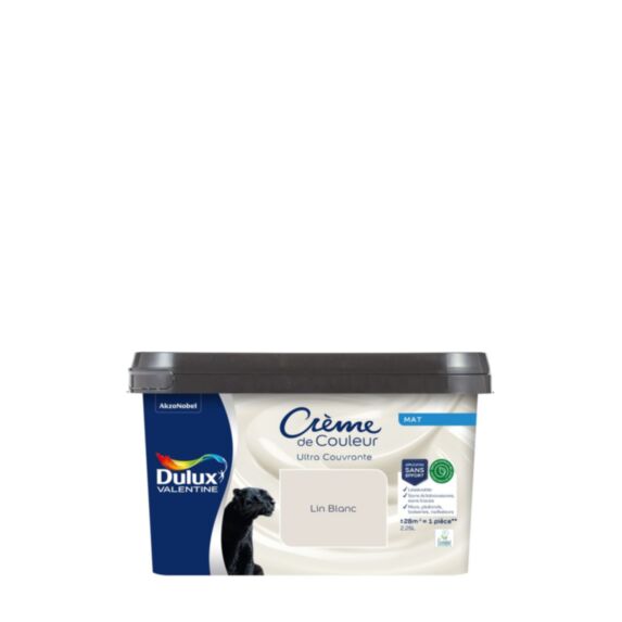 Peinture Crème de Couleur Biosourcé Mat Lin Blanc 2,25 l - DULUX VALENTINE