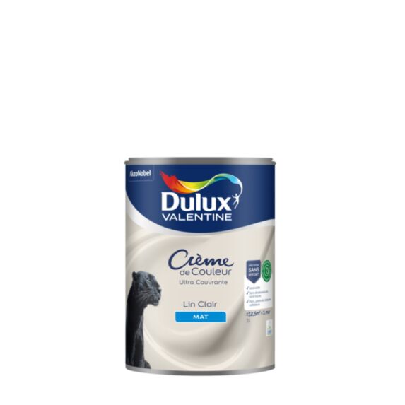 Peinture Crème de Couleur Biosourcé - Lin Clair - Mat - 1L - DULUX VALENTINE