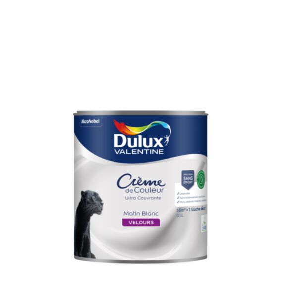 Peinture Crème de Couleur Biosourcé velours Matin blanc 0,5L - DULUX VALENTINE