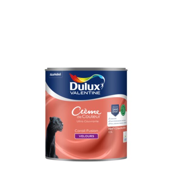 Peinture Crème de Couleur Biosourcé - Corail Fusion - Velours - 0,5L - DULUX VALENTINE