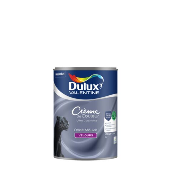 Peinture Crème de Couleur Biosourcé - Onde Mauve - Velours - 1L - DULUX VALENTINE