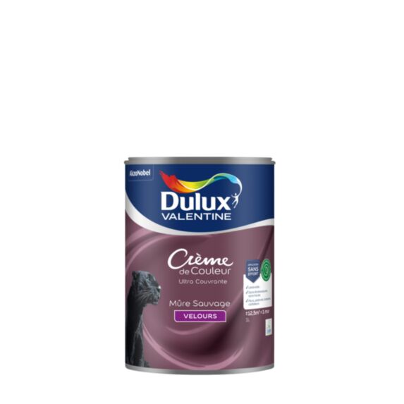 Peinture Crème de Couleur Biosourcé - Mûre Sauvage - Velours - 1L - DULUX VALENTINE