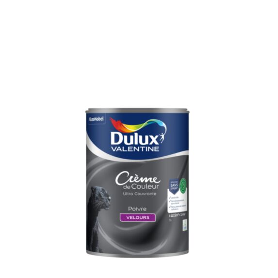 Peinture Crème de Couleur Biosourcé - Poivre - Velours - 1L - DULUX VALENTINE