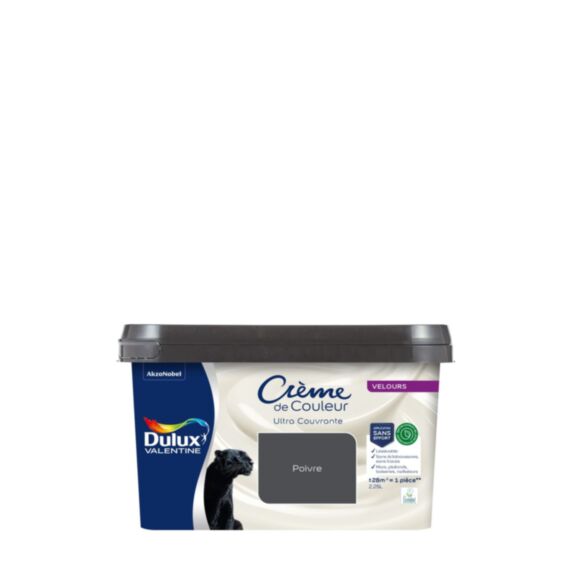 Peinture Crème de Couleur Biosourcé Velours Poivre 2,25 l - DULUX VALENTINE
