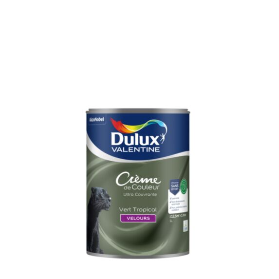 Peinture Crème de Couleur Biosourcé - Vert Tropical - Velours - 1L - DULUX VALENTINE