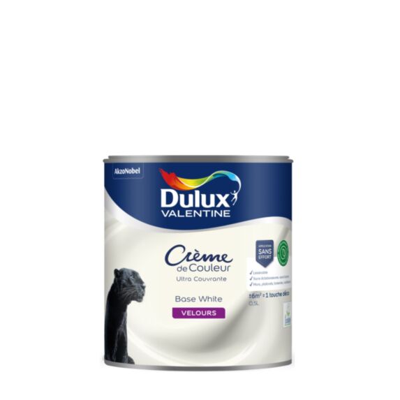 Peinture Crème de Couleur Biosourcé - Base White - Velours - 0,5L - DULUX VALENTINE