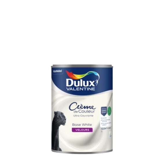 Peinture Crème de Couleur Biosourcé - Base White - Velours - 1L - DULUX VALENTINE