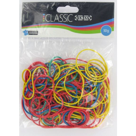 Bracelets caoutchouc couleurs assorties 50gr - ULMANN