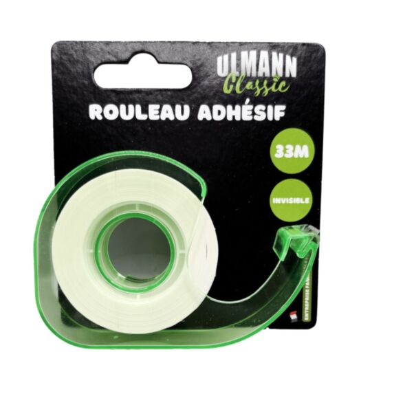 1 Rouleau Adhésif Invisible Avec Dévidoir Lame Métal 18mmx33m