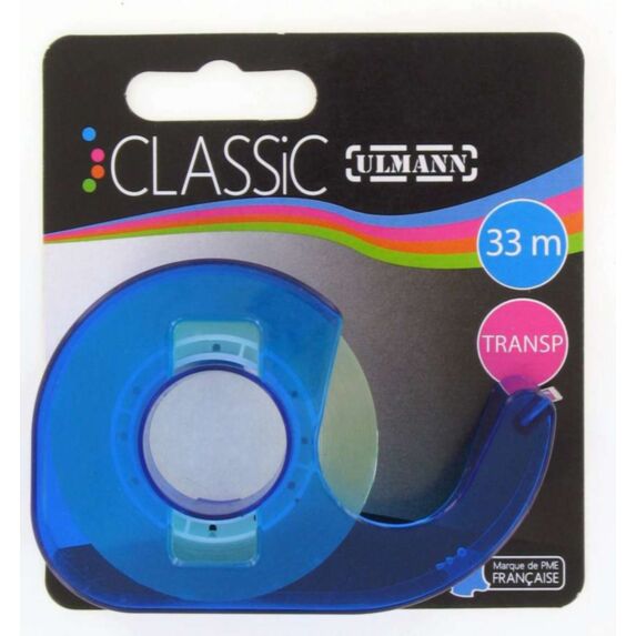 1 Rouleau Adhésif Transparent Sur Dévidoir Lame Métal 18mmx33m