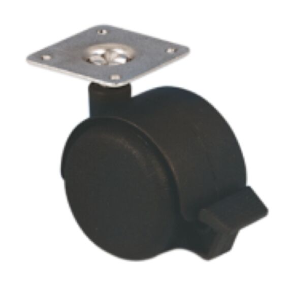 roulette pivotante à platine ,galets jumelés ø 50 a frein - CAUJOLLE