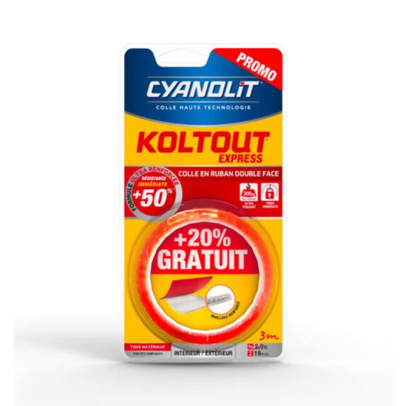 Adhésif Double Face Koltout Express 19mm 3m - CYANOLIT