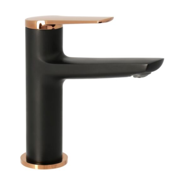 Mitigeur lavabo kaïto noir et rosegold
