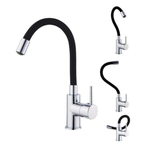 Mitigeur lavabo ilo mémoire forme chrome noir