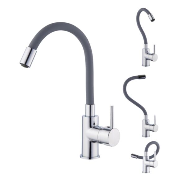 Mitigeur lavabo ilo mémoire forme chrome gris