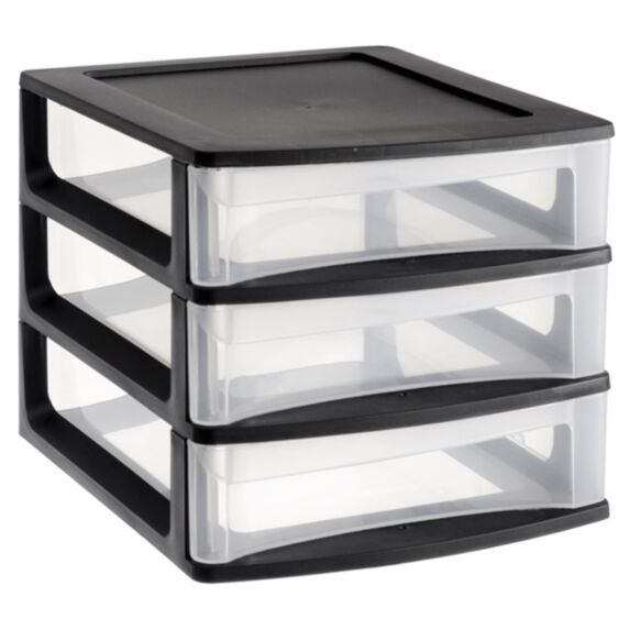 Module a6 EDA pm noir - 3 tiroirs naturel