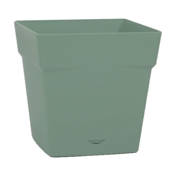 Pot carré Toscane Ø25 cm avec soucoupe vert laurier - EDA