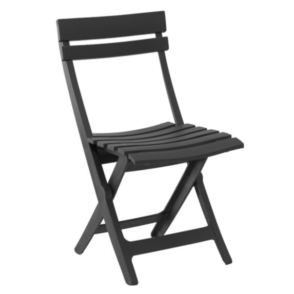 Chaise de jardin pliante résine Miami anthracite - GROSFILLEX