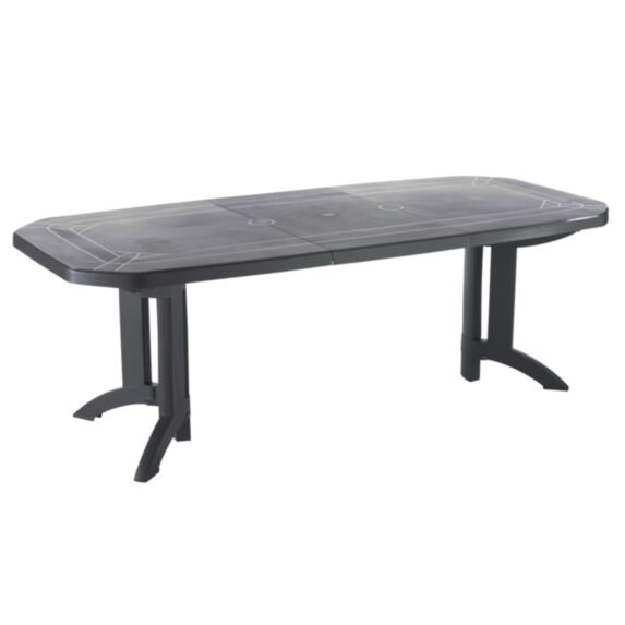 Table de jardin extensible Vega 165/220x100x72cm Anthracite - GROSFILLEX