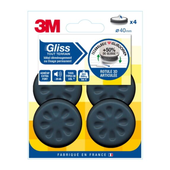 Patin glisseur adhésif gris Ø40mm - 3M