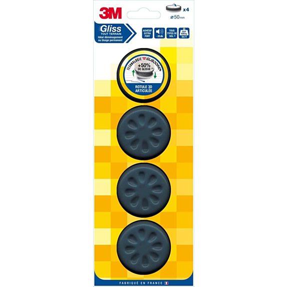 Patin glisseur adhésif gris Ø50mm - 3M