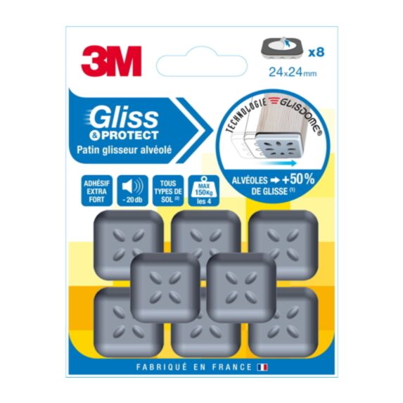 Patin glisseur alvéolé 24x24mm - 3M