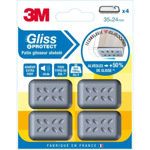 Patin glisseur alvéolé 35x24mm - 3M