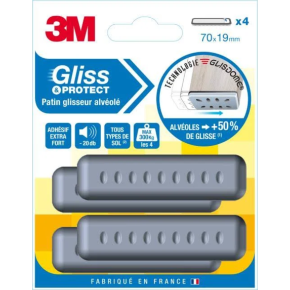 Patin glisseur alvéolé 70x19mm - 3M