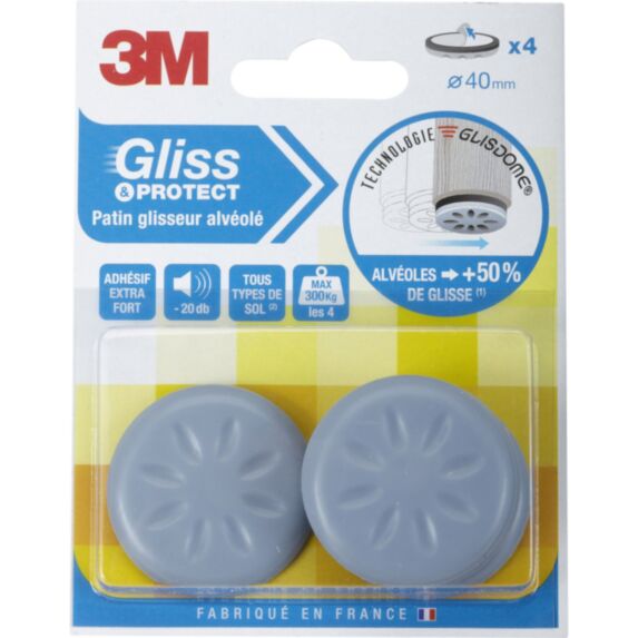 Patin glisseur adhésif alvéolé Ø40mm - 3M