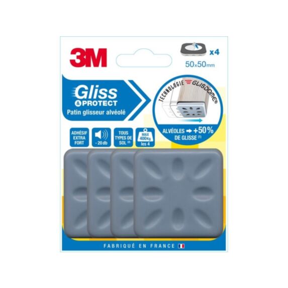 Patin glisseur alvéolé 50x50mm - 3M