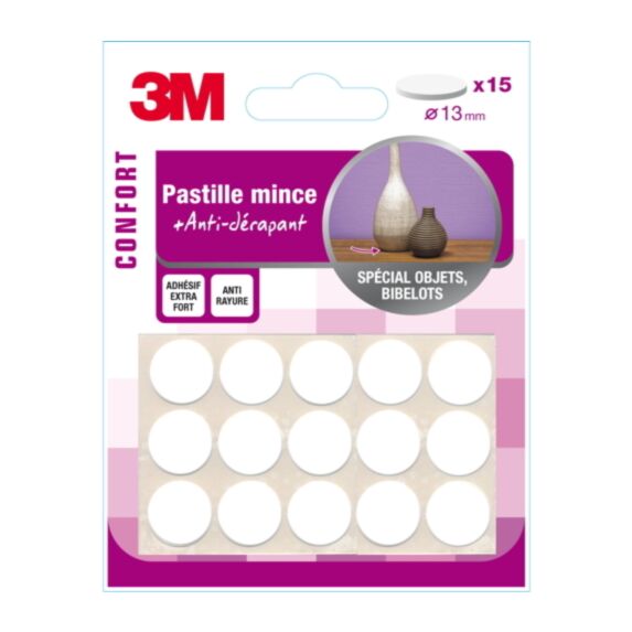Pastille adhésif blc d13mm x15