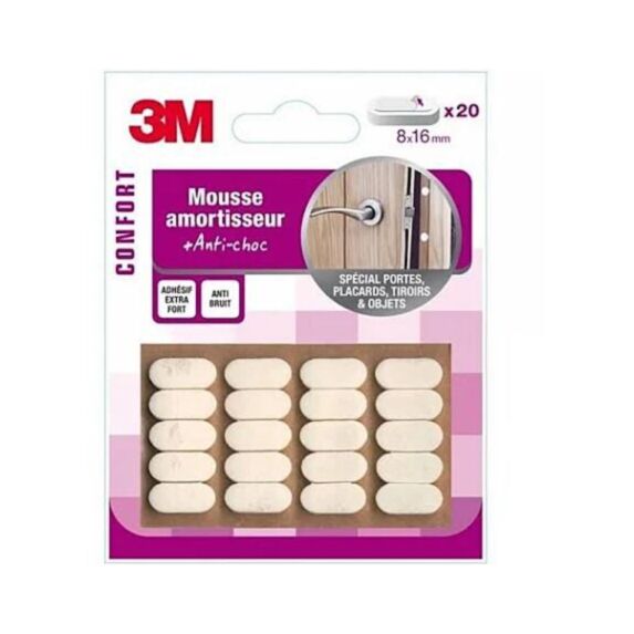 Mousse amortisseur adhésif 8x16mm blanc - 3M