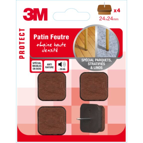 Patin feutre à clouer 24x24mm - 3M