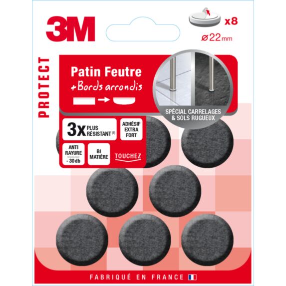 Patin feutre bi-matière rond Ø22mm - 3M