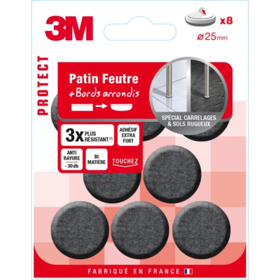 Patin feutre bi-matière rond Ø25mm