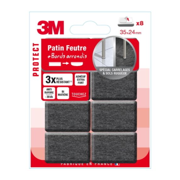 Patin feutre bi-matière 35x24mm - 3M