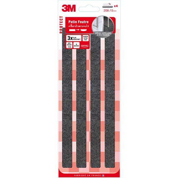 Patin feutre bi-matière 208 x 15 mm - 3M