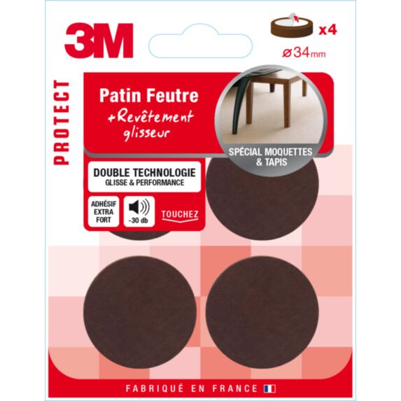 Patin feutre adhésif Ø34mm - 3M