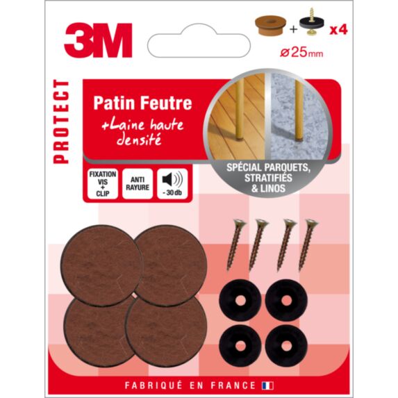Patin feutre à visser Ø25mm - 3M