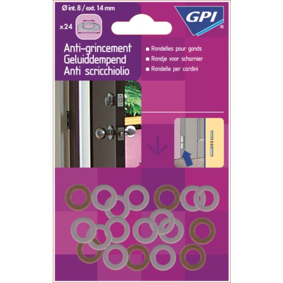 Rondelles gonds anti-grincement int : 8mm - ext : 14mm - GPI