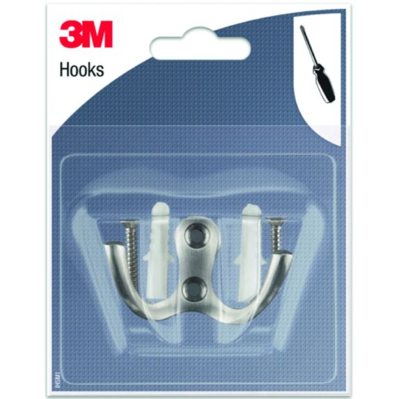 Crochet W 2 têtes en métal à visser - 3M