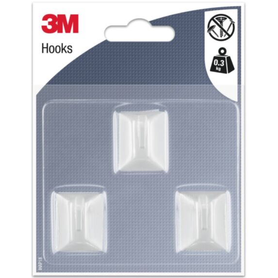 Crochet adhésif rectangle blanc petit modèle - 3M