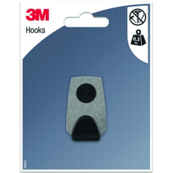 Crochet adhésif rond bi-matière argent/noir - 3M