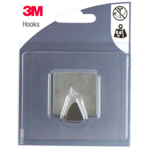 Crochet adhésif métal carre - 3M