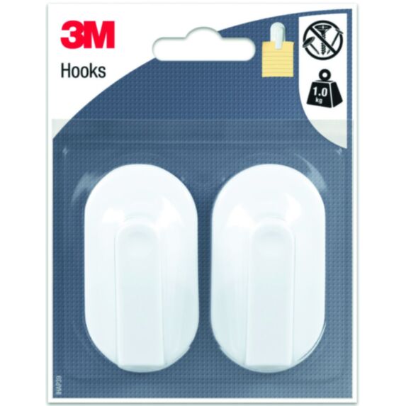 2 pinces bloc adhésif plastique blanc - 3M