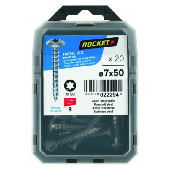 20 vis de penture Inox A2 7x50 - ROCKET