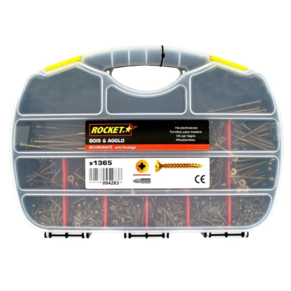 Vis rocket tête fraisée pozi valisette 1365 pièces